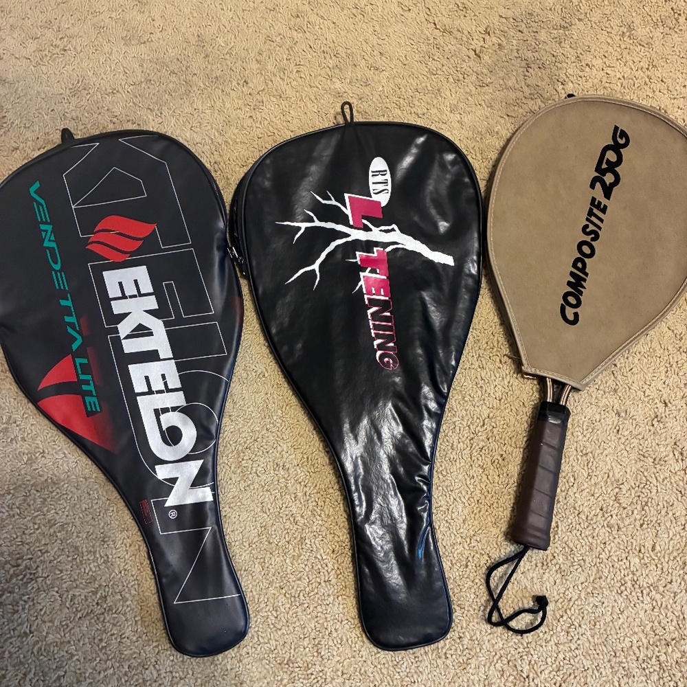Racquetball racket and 3 cases